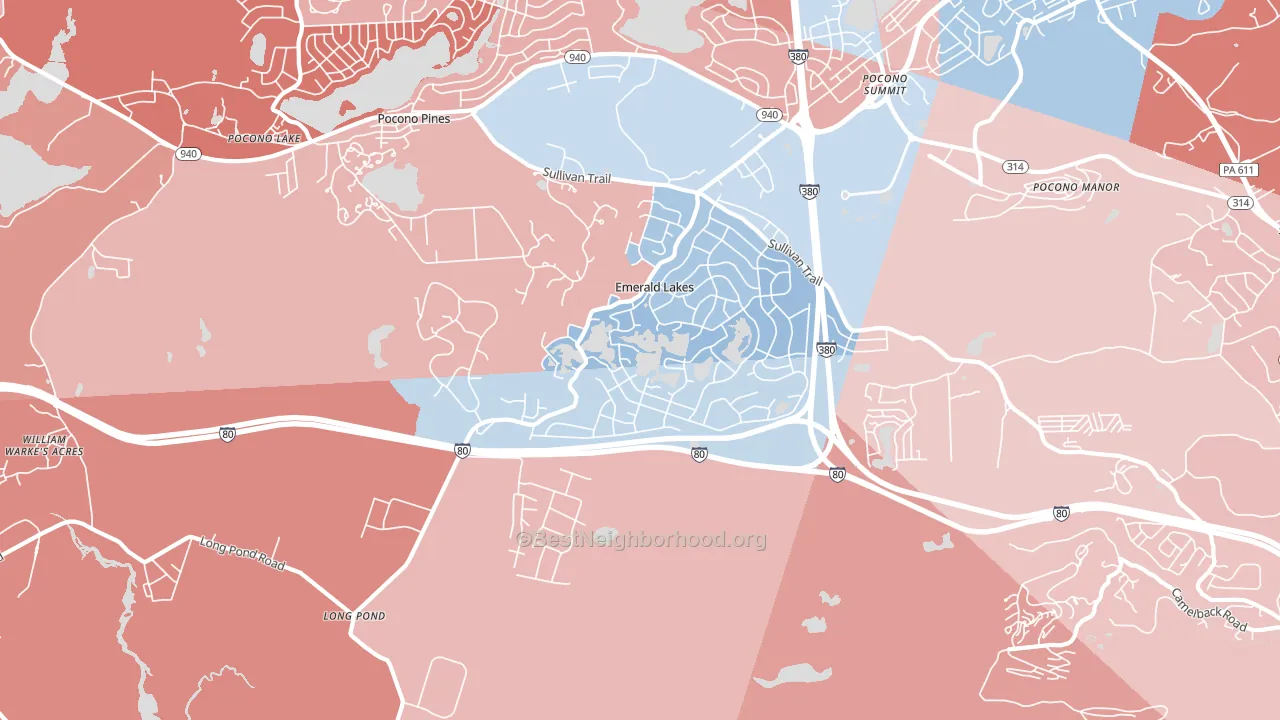 18334, PA block-group political-lean map