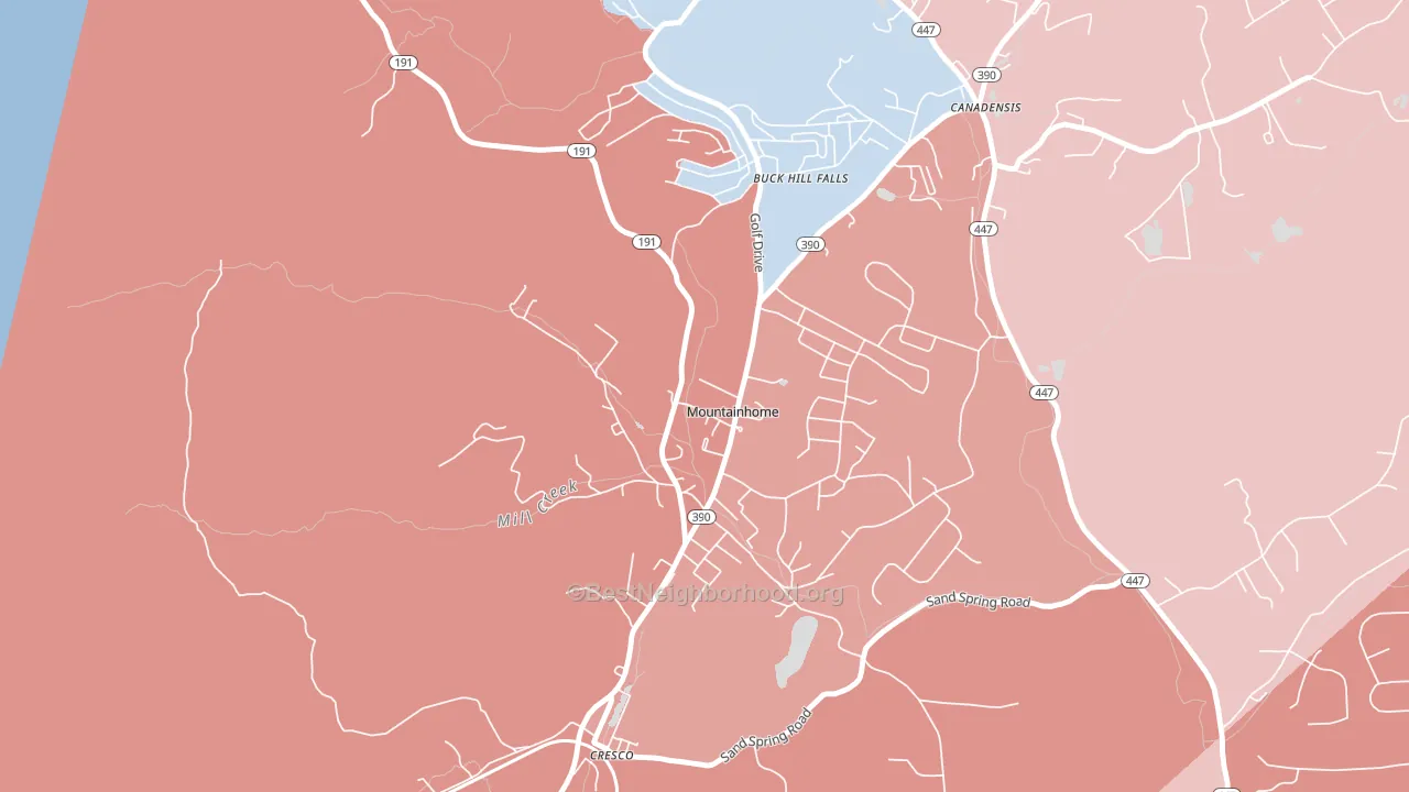 18342, PA block-group political-lean map