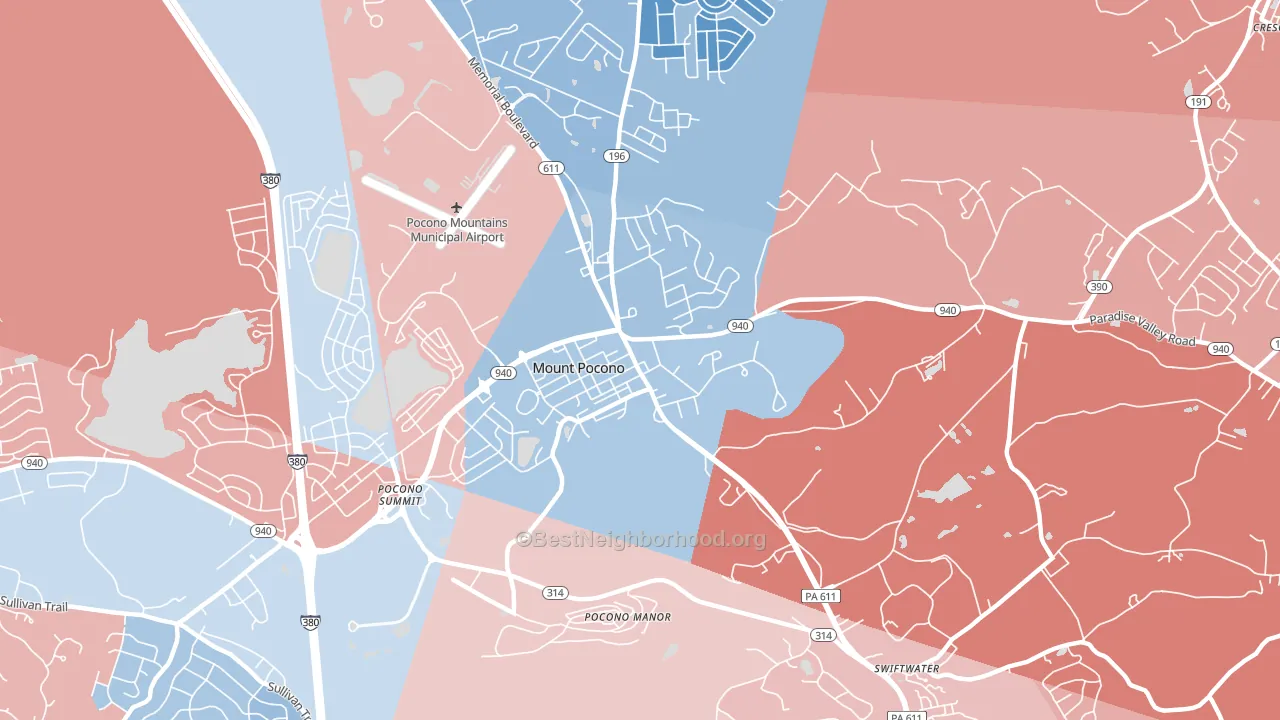 18344, PA block-group political-lean map