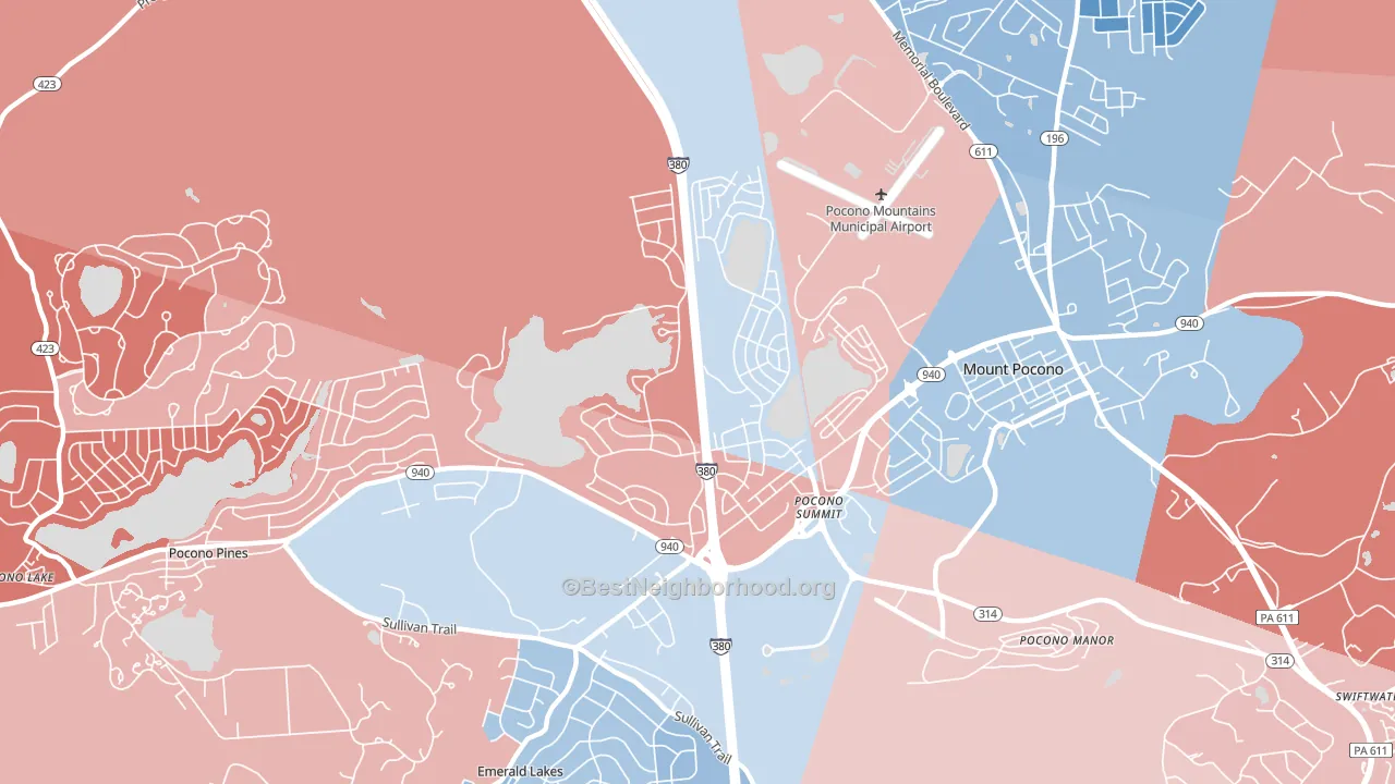 18346, PA block-group political-lean map