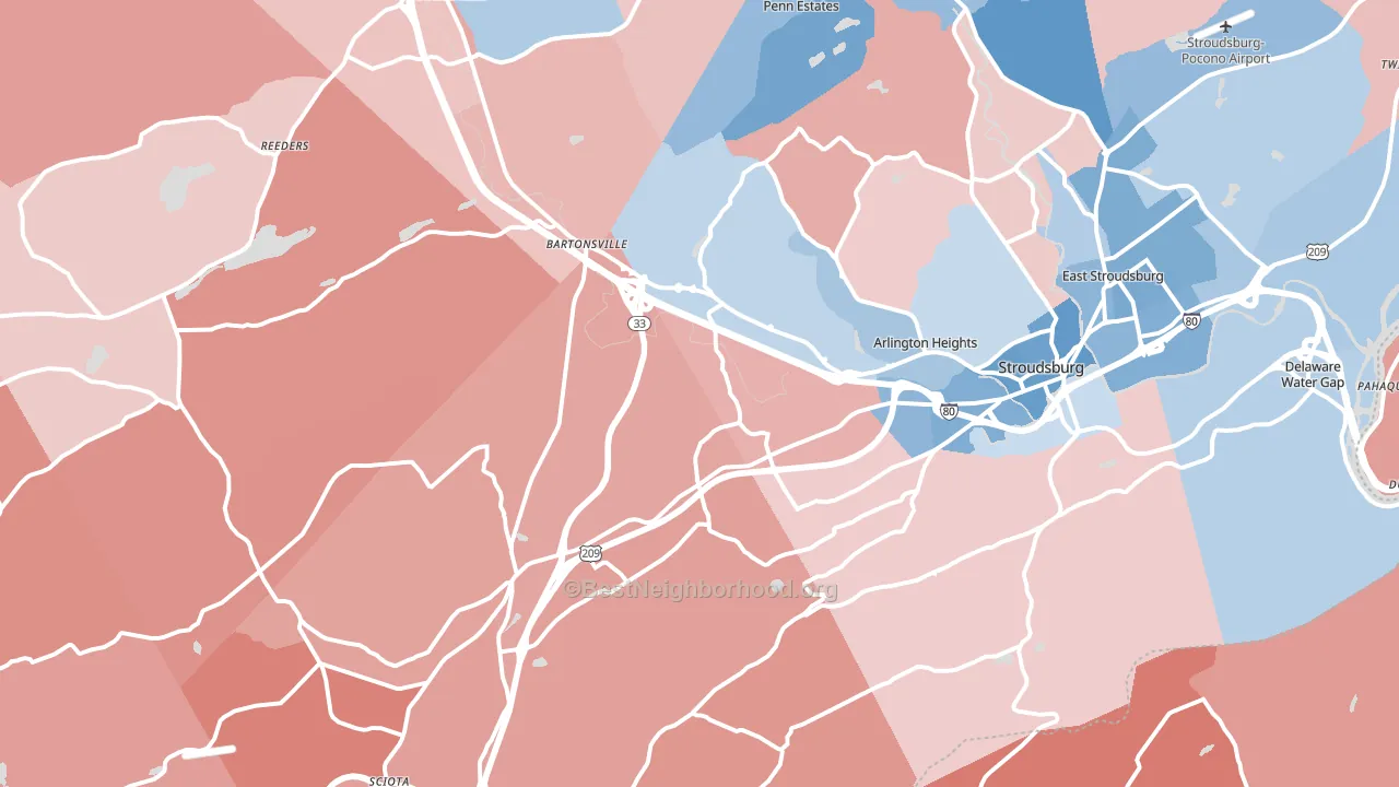 18360, PA block-group political-lean map