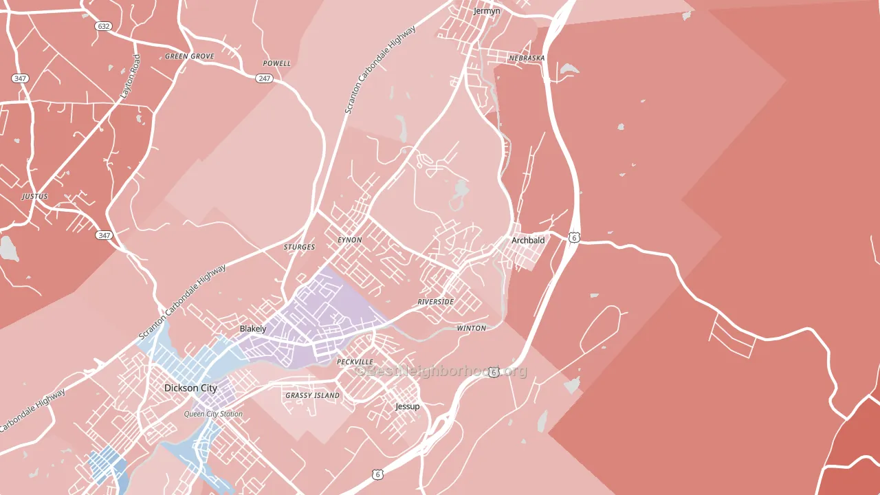 18403, PA block-group political-lean map