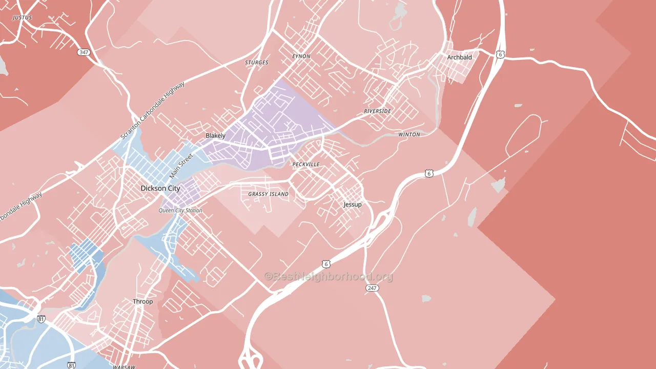 18434, PA block-group political-lean map