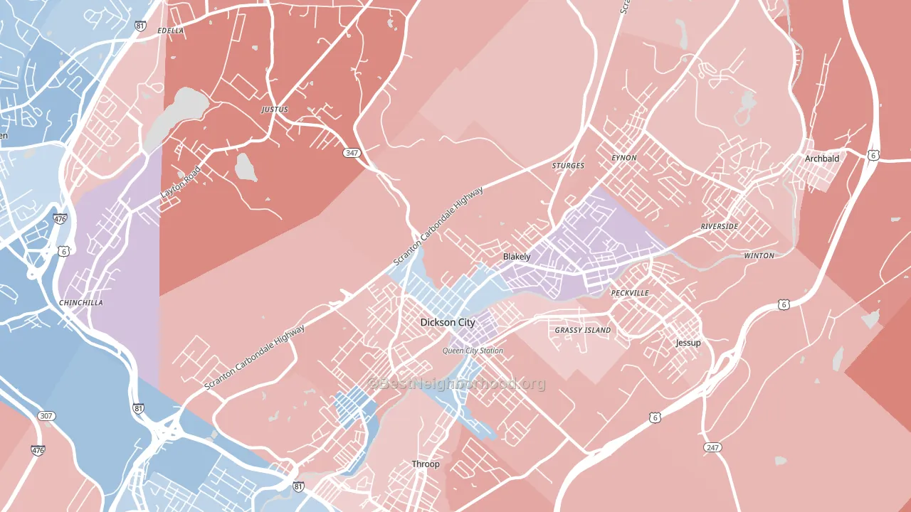 18447, PA block-group political-lean map