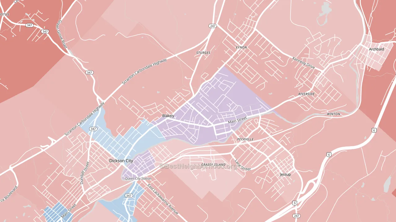 18452, PA block-group political-lean map