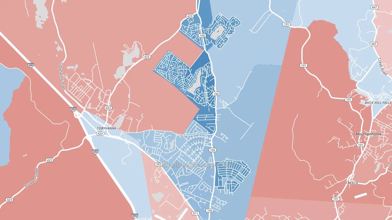 18466, PA block-group political-lean map
