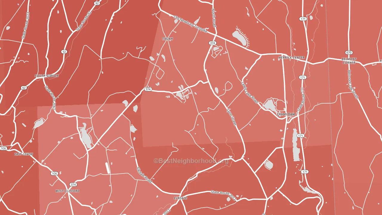 18470, PA block-group political-lean map