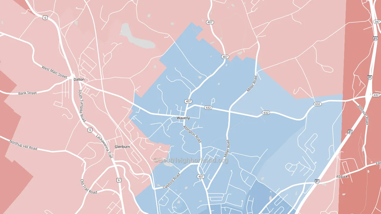 18471, PA block-group political-lean map