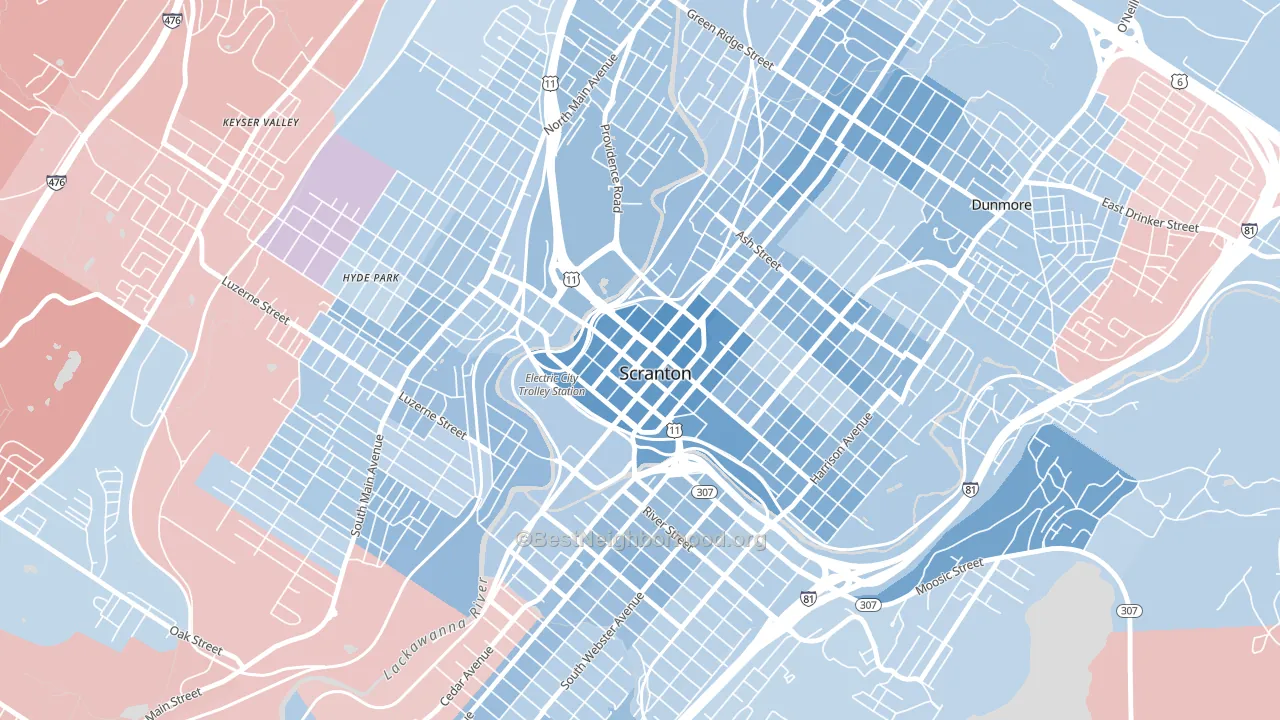 18503, PA block-group political-lean map
