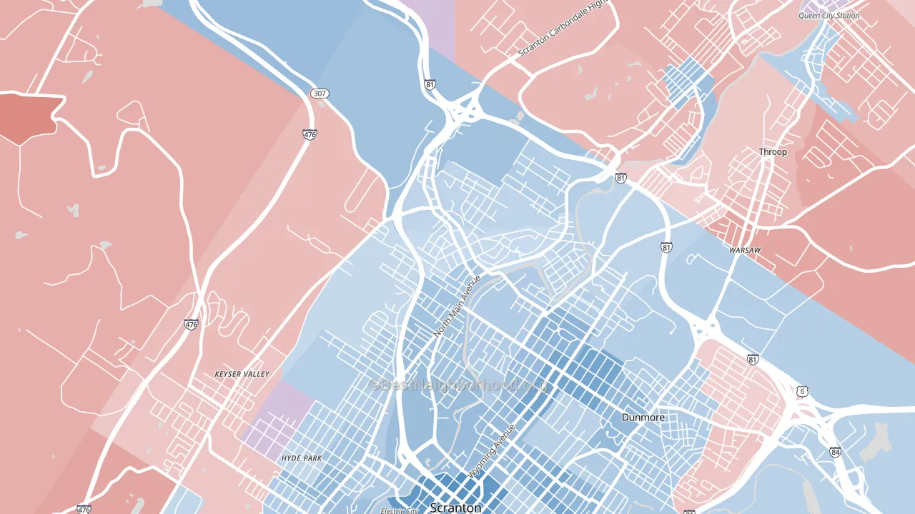 18508, PA block-group political-lean map