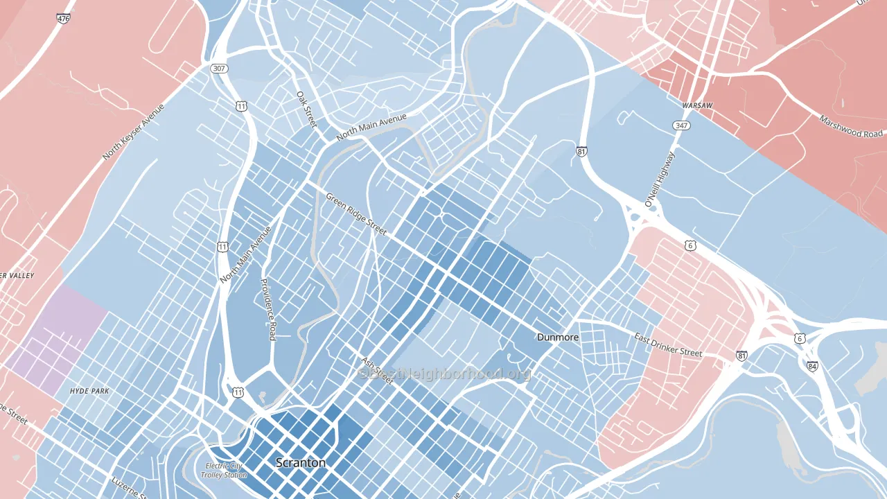 18509, PA block-group political-lean map