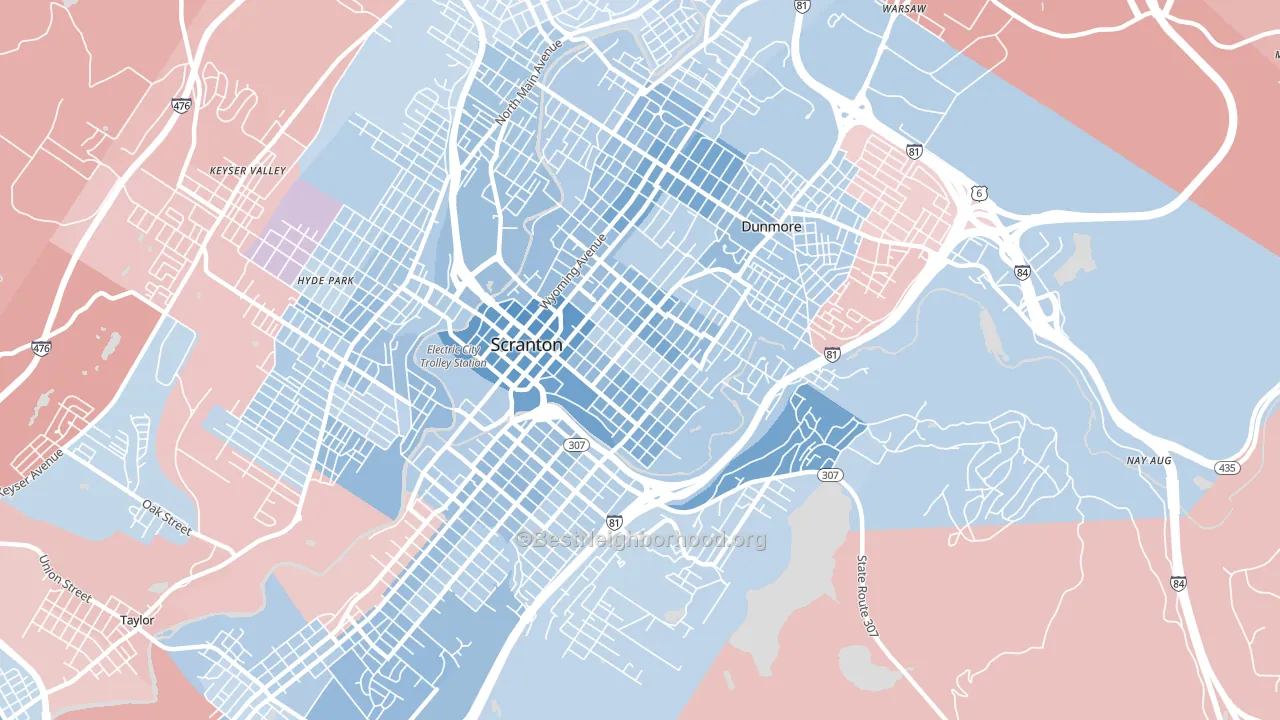 18510, PA block-group political-lean map