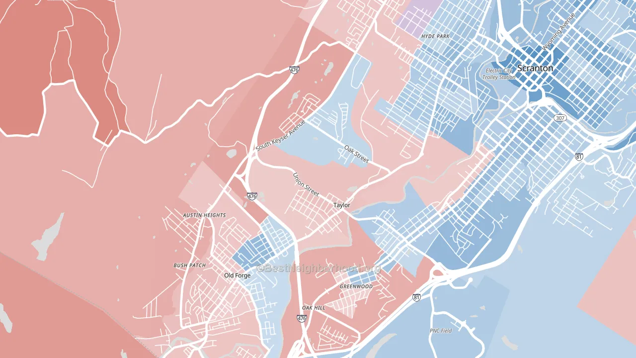 18517, PA block-group political-lean map