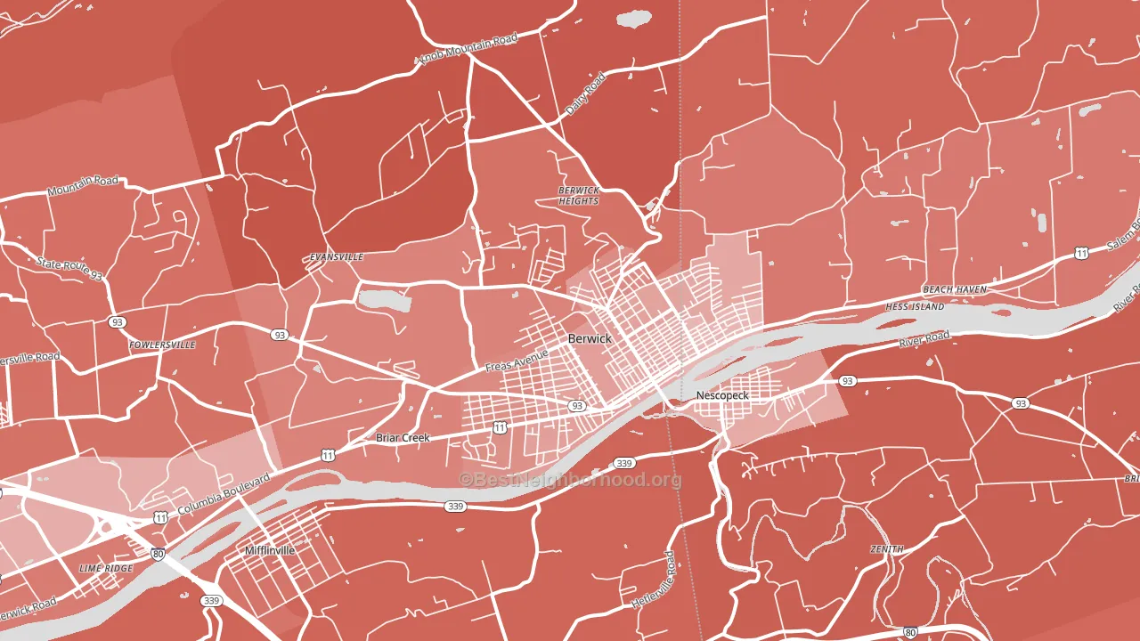 18603, PA block-group political-lean map