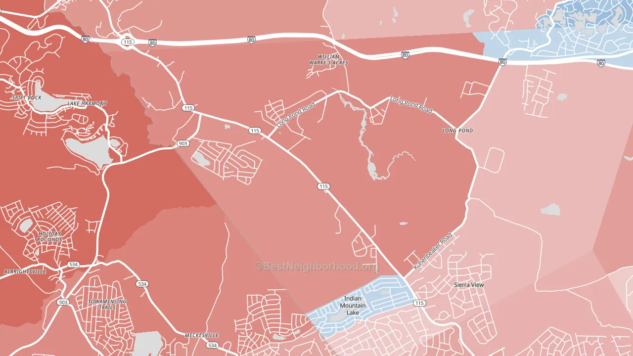 18610, PA block-group political-lean map