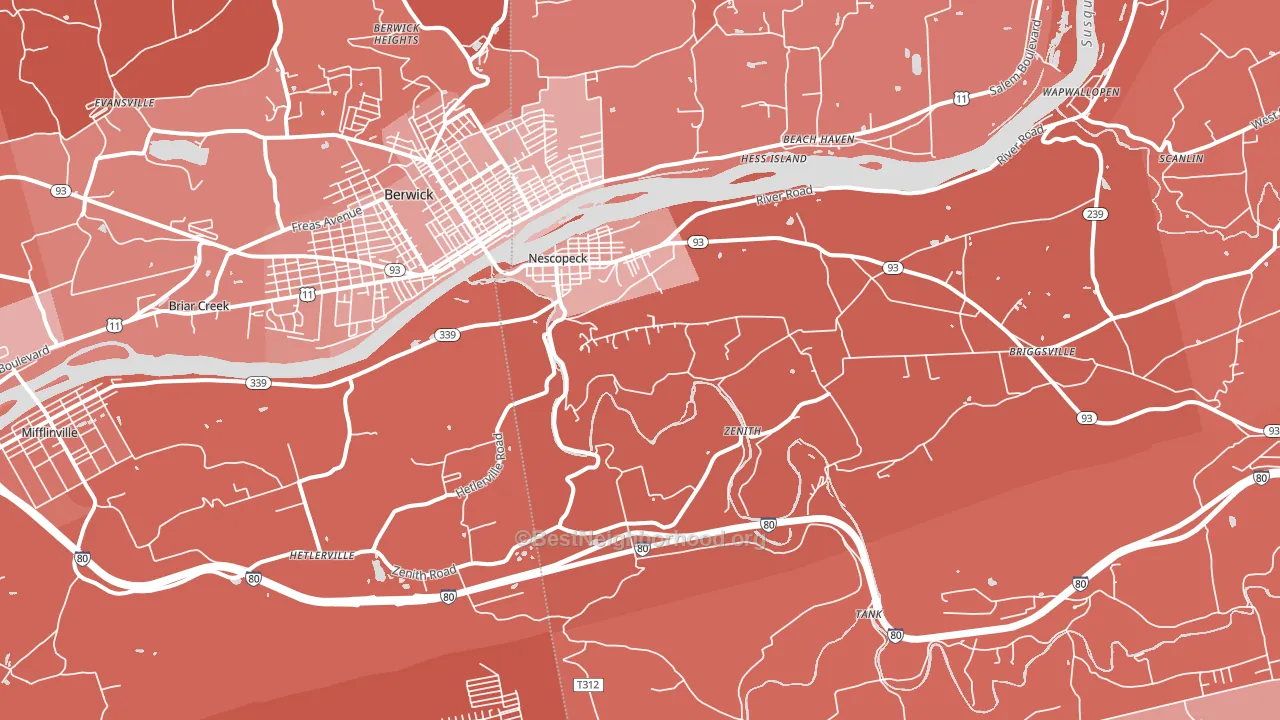 18635, PA block-group political-lean map