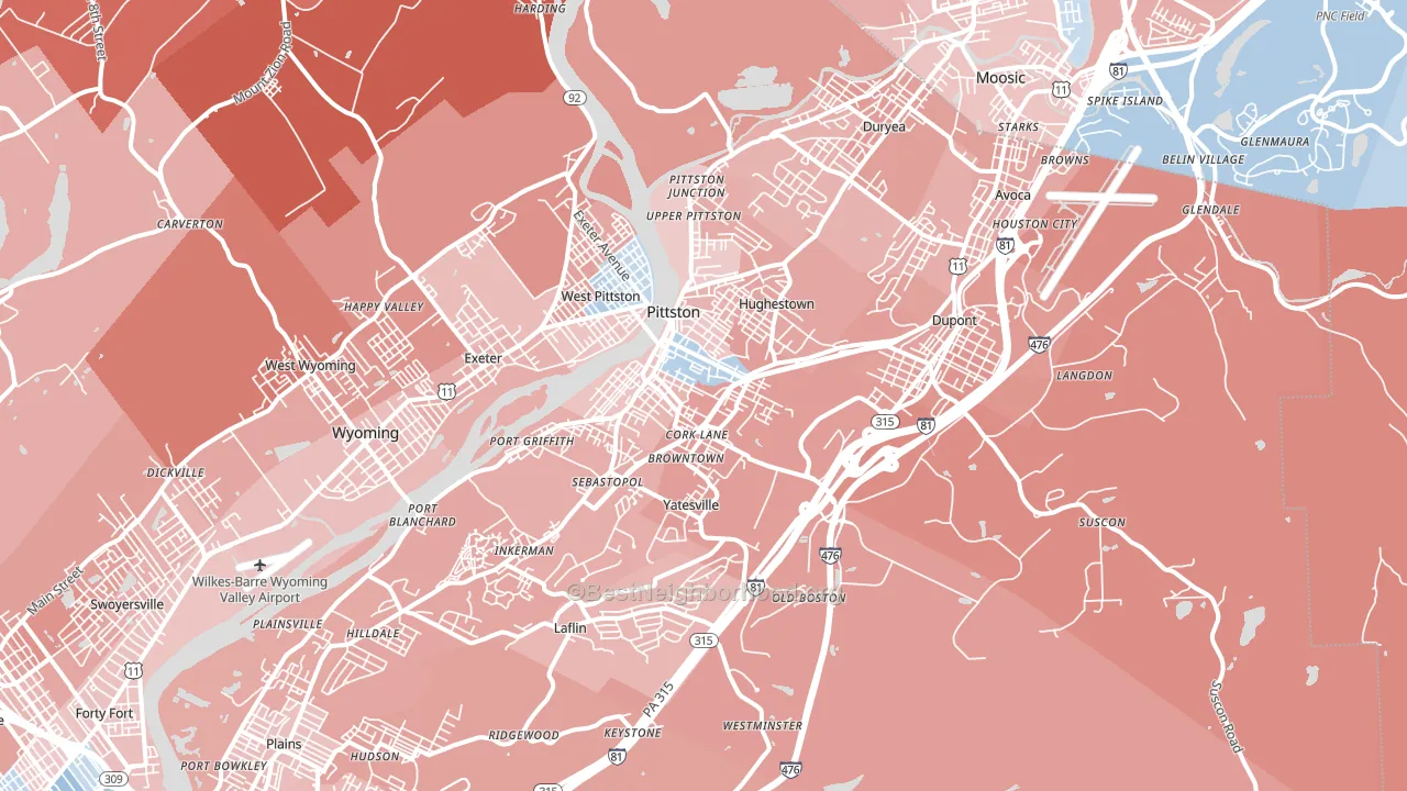 18640, PA block-group political-lean map