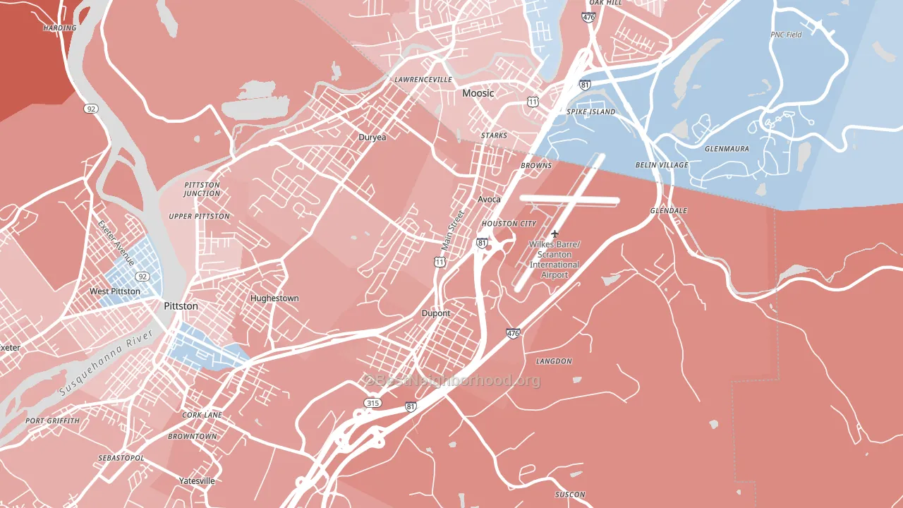 18641, PA block-group political-lean map