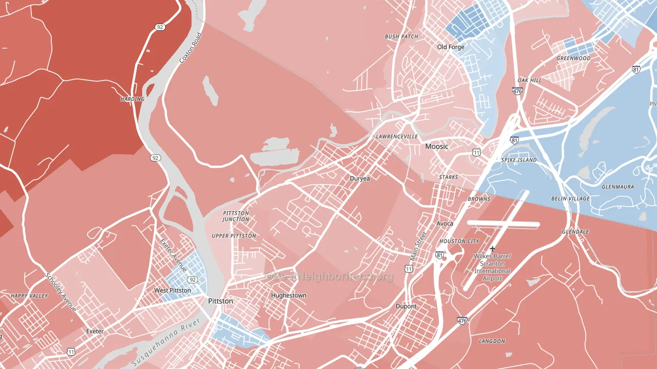 18642, PA block-group political-lean map
