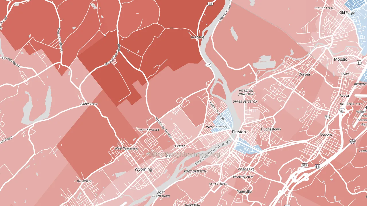 18643, PA block-group political-lean map