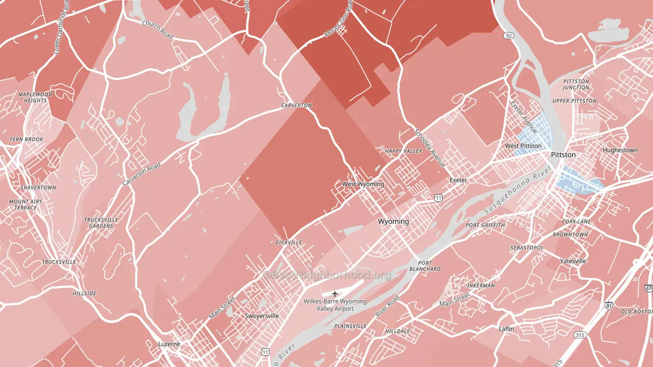 18644, PA block-group political-lean map