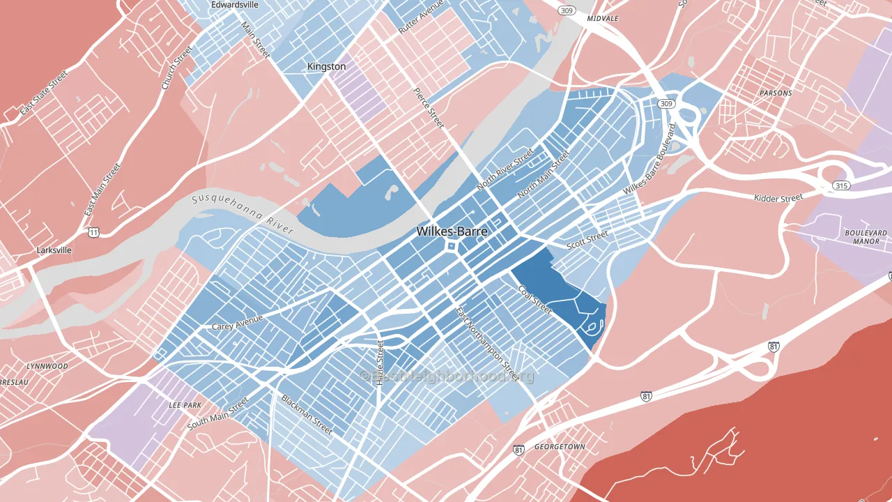 18701, PA block-group political-lean map