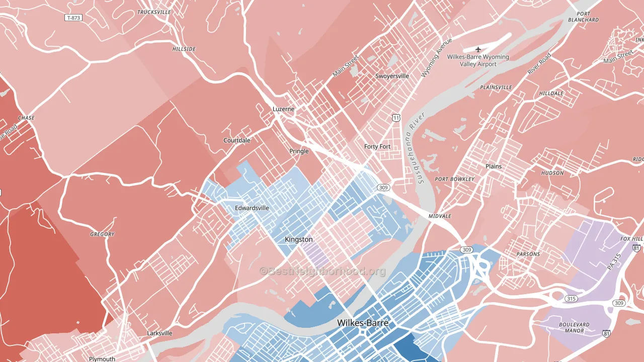 18704, PA block-group political-lean map