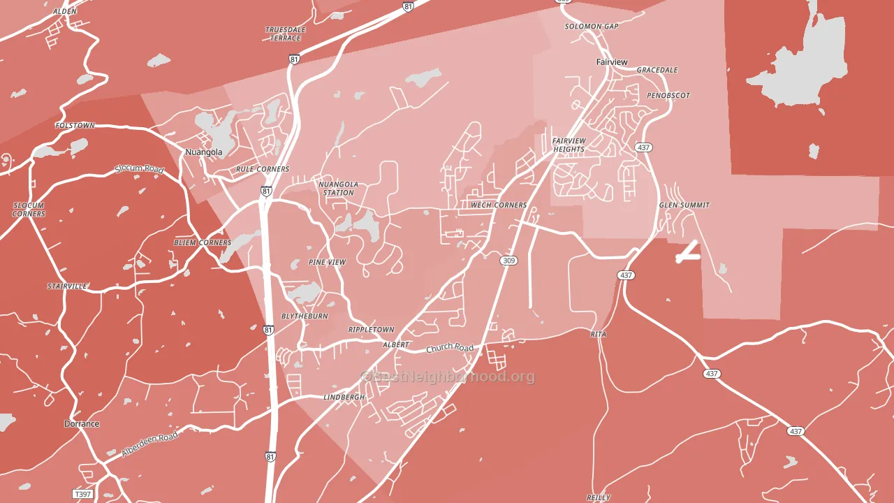 18707, PA block-group political-lean map