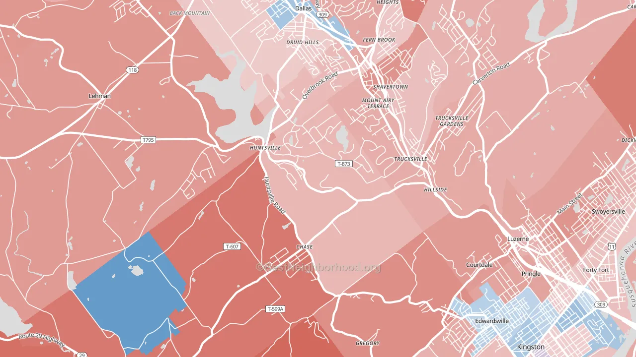 18708, PA block-group political-lean map