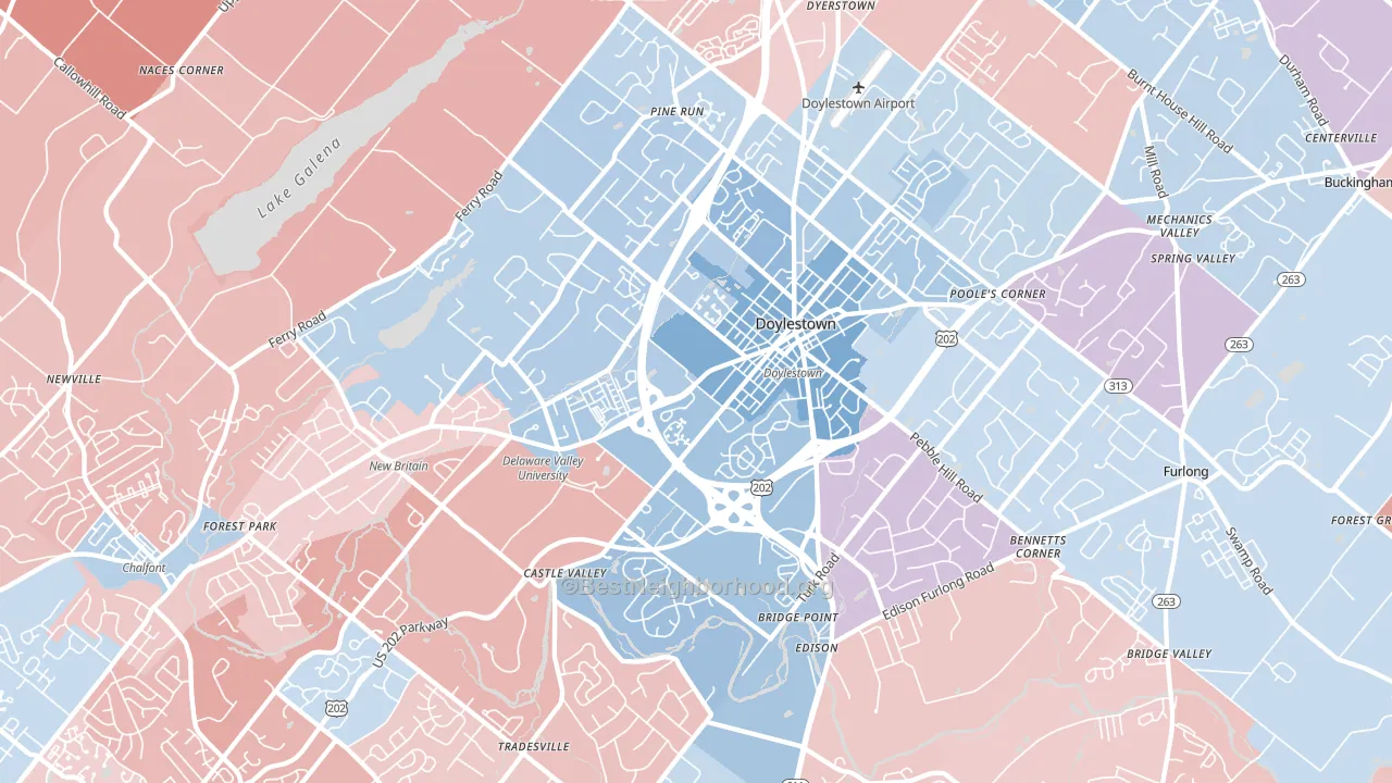 18901, PA block-group political-lean map