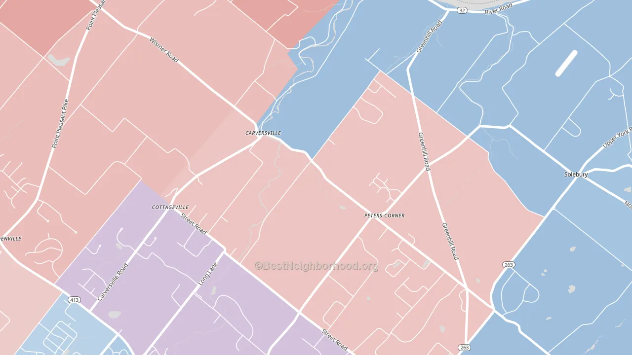 18913, PA block-group political-lean map