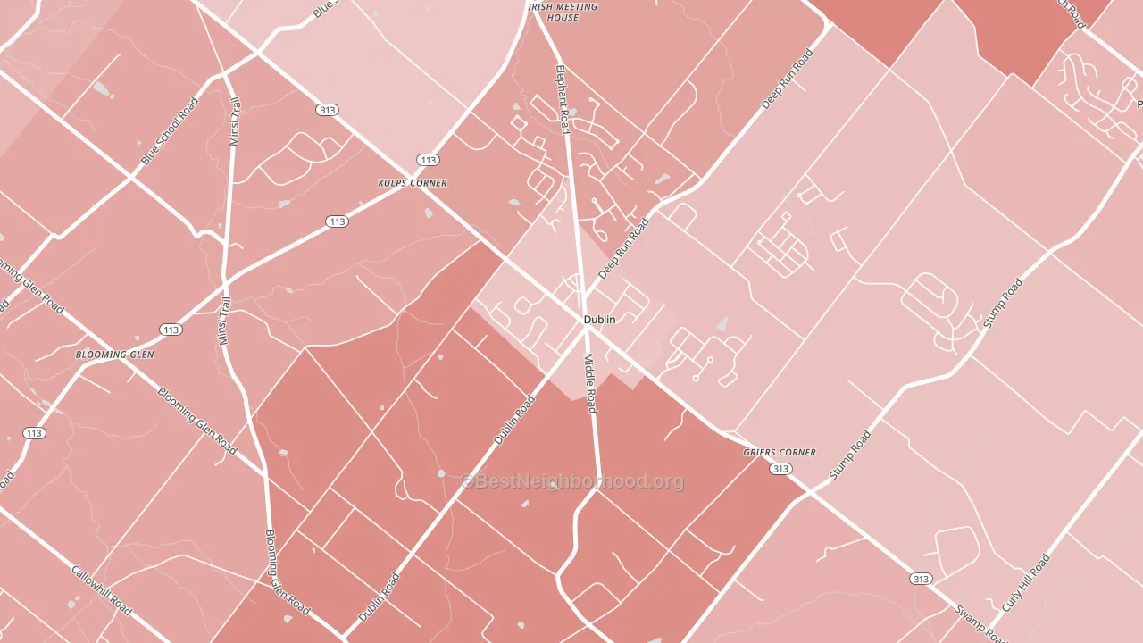 18917, PA block-group political-lean map