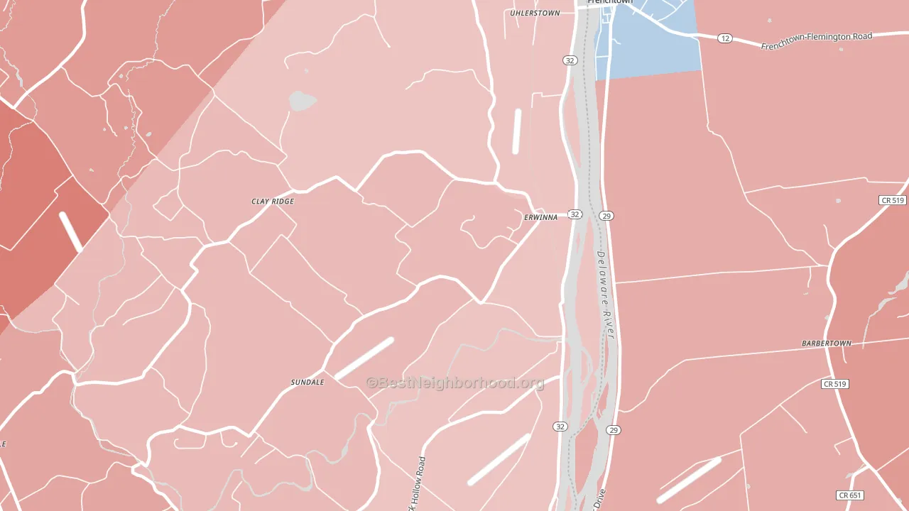 18920, PA block-group political-lean map