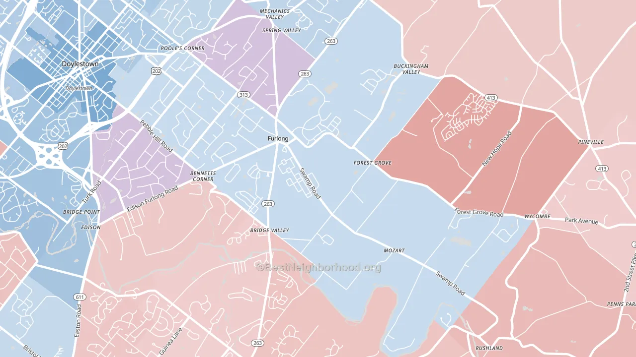 18925, PA block-group political-lean map