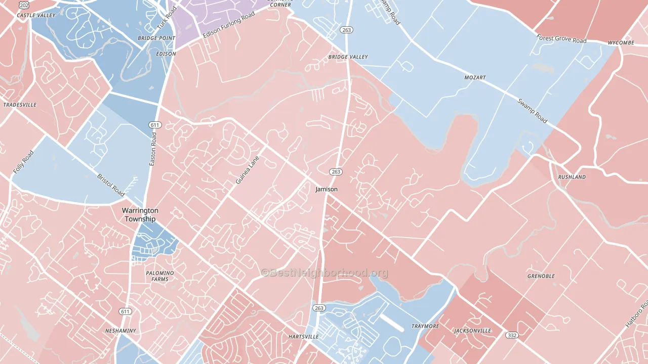 18929, PA block-group political-lean map