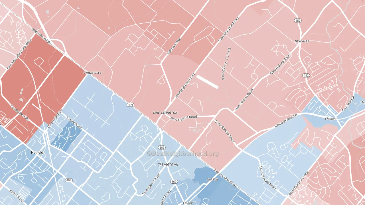 18932, PA block-group political-lean map