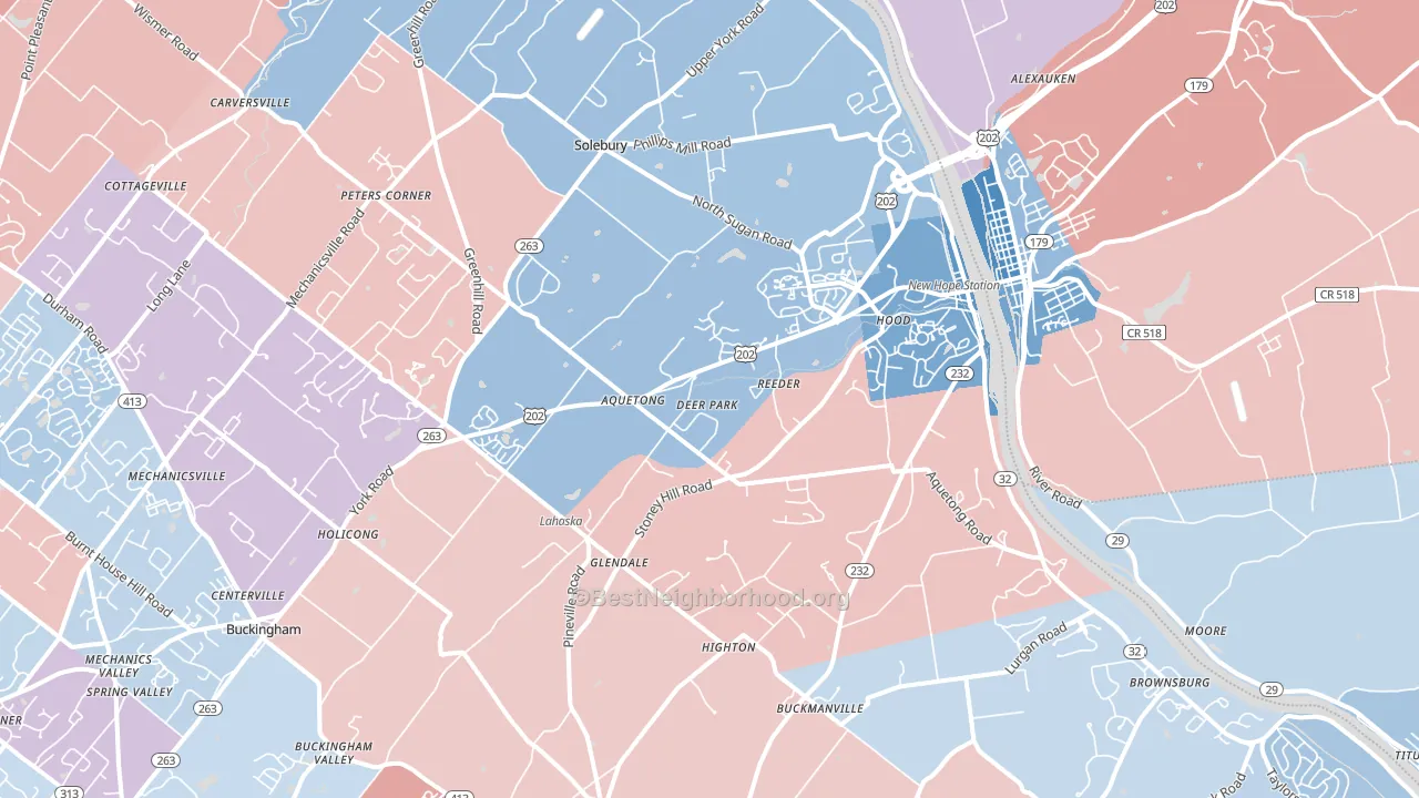 18938, PA block-group political-lean map