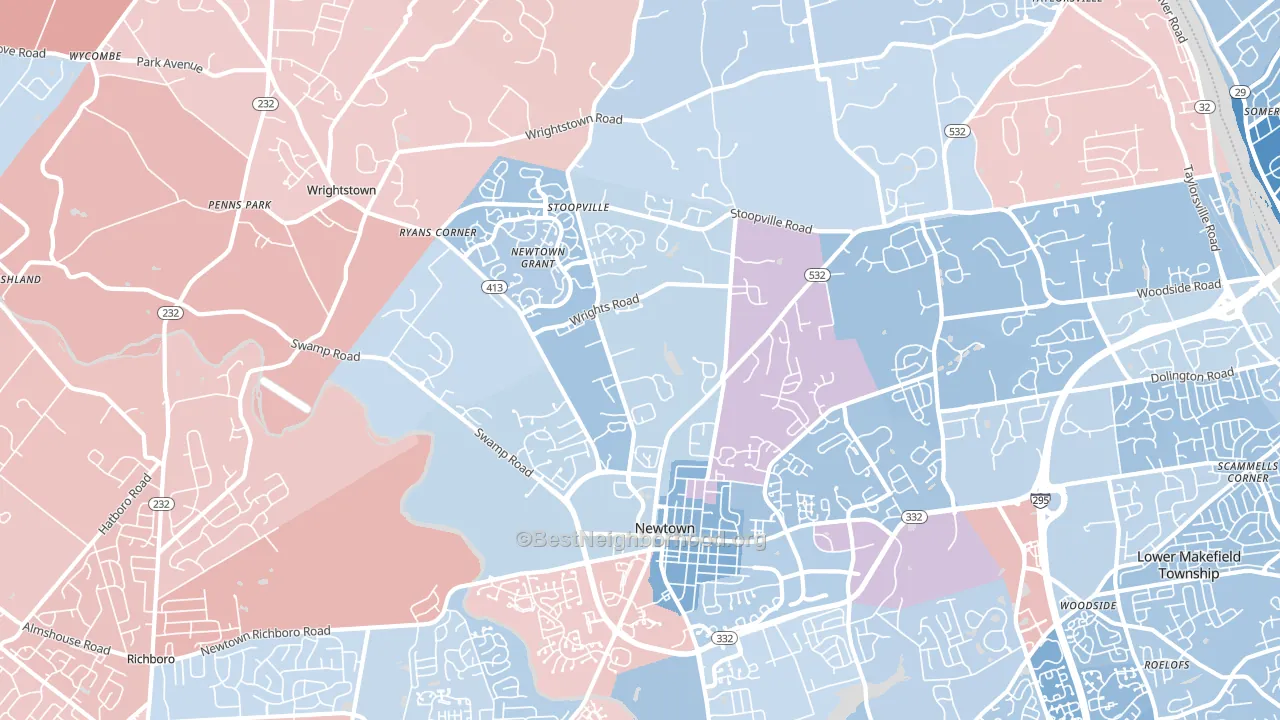 18940, PA block-group political-lean map