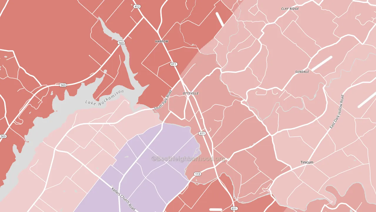18942, PA block-group political-lean map