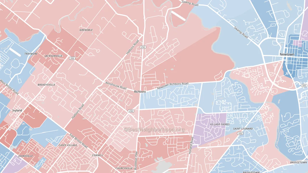 18954, PA block-group political-lean map