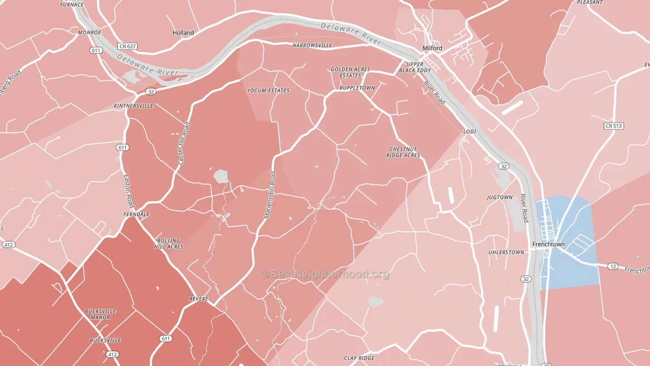18972, PA block-group political-lean map