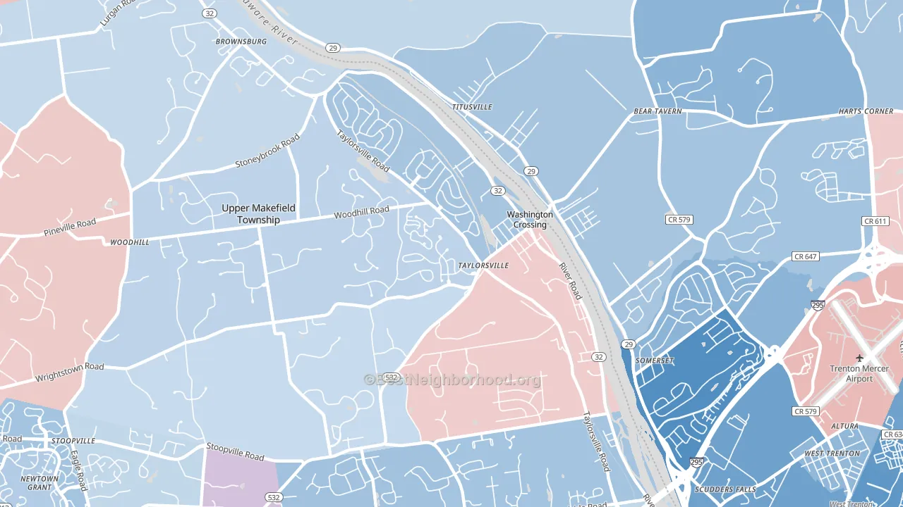 18977, PA block-group political-lean map