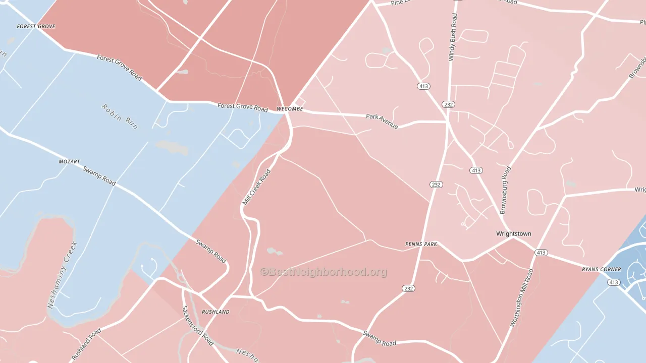 18980, PA block-group political-lean map