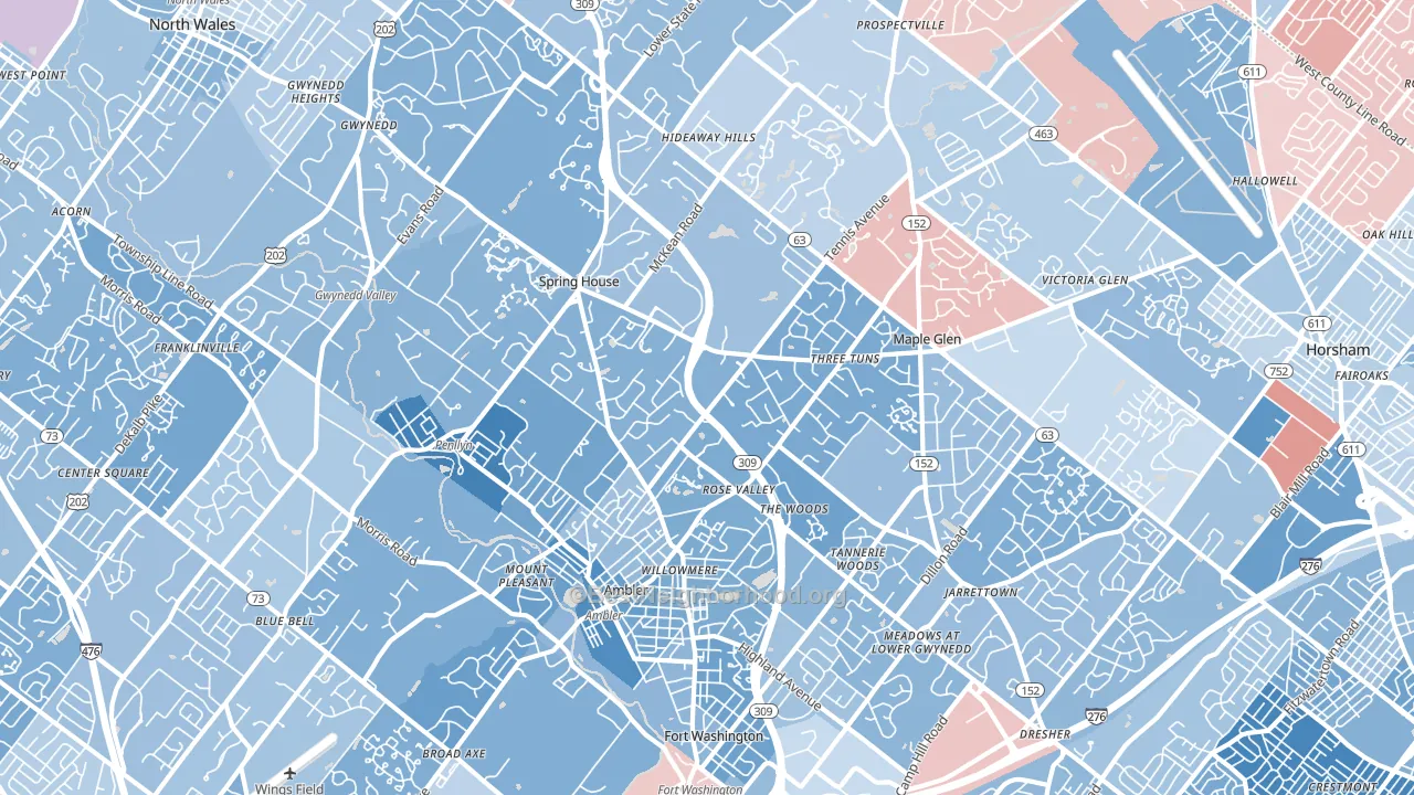 19002, PA block-group political-lean map