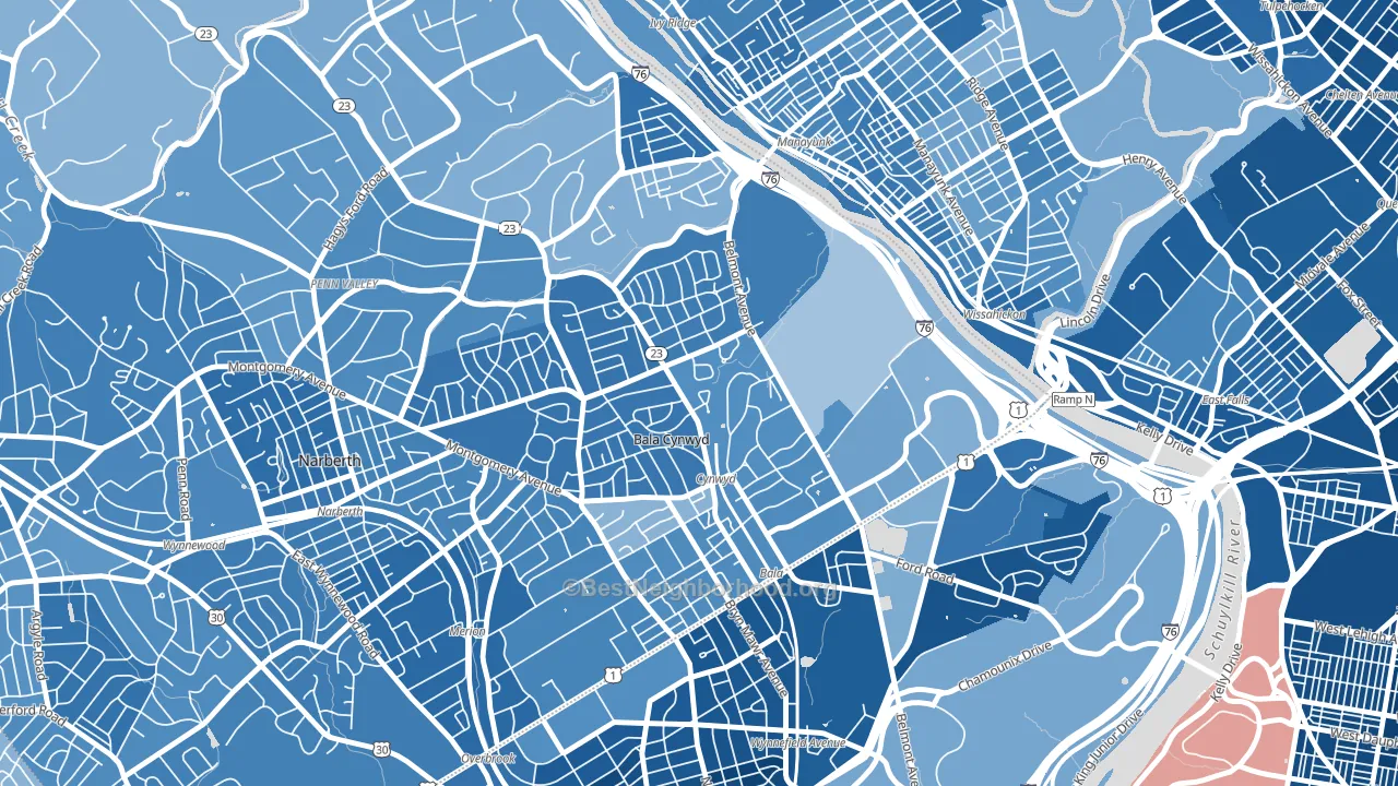 19004, PA block-group political-lean map