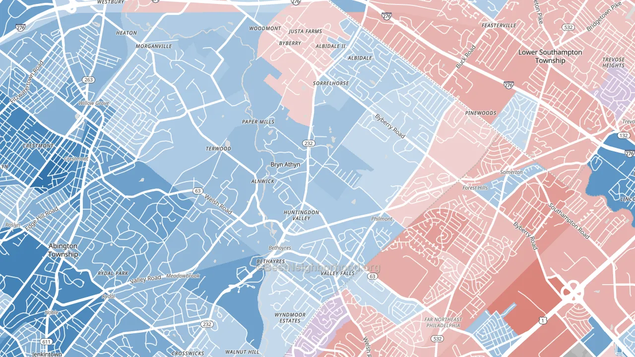 19006, PA block-group political-lean map