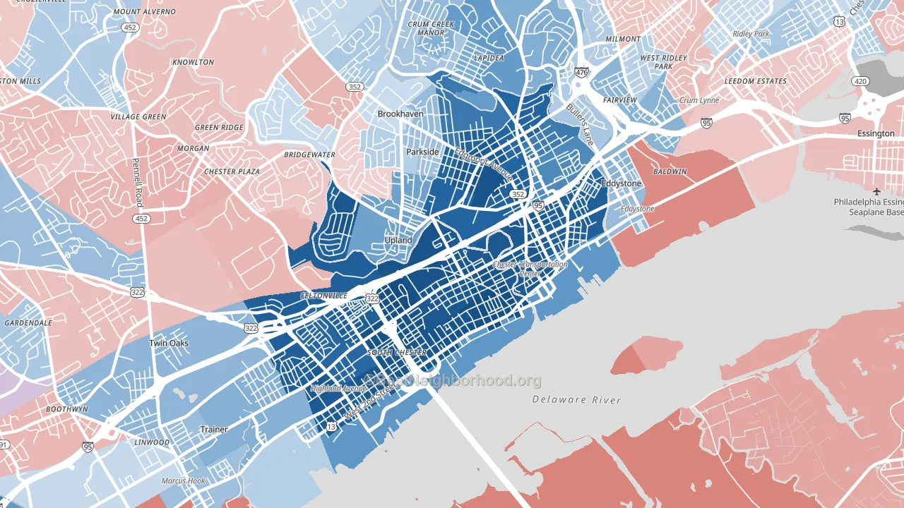 19013, PA block-group political-lean map