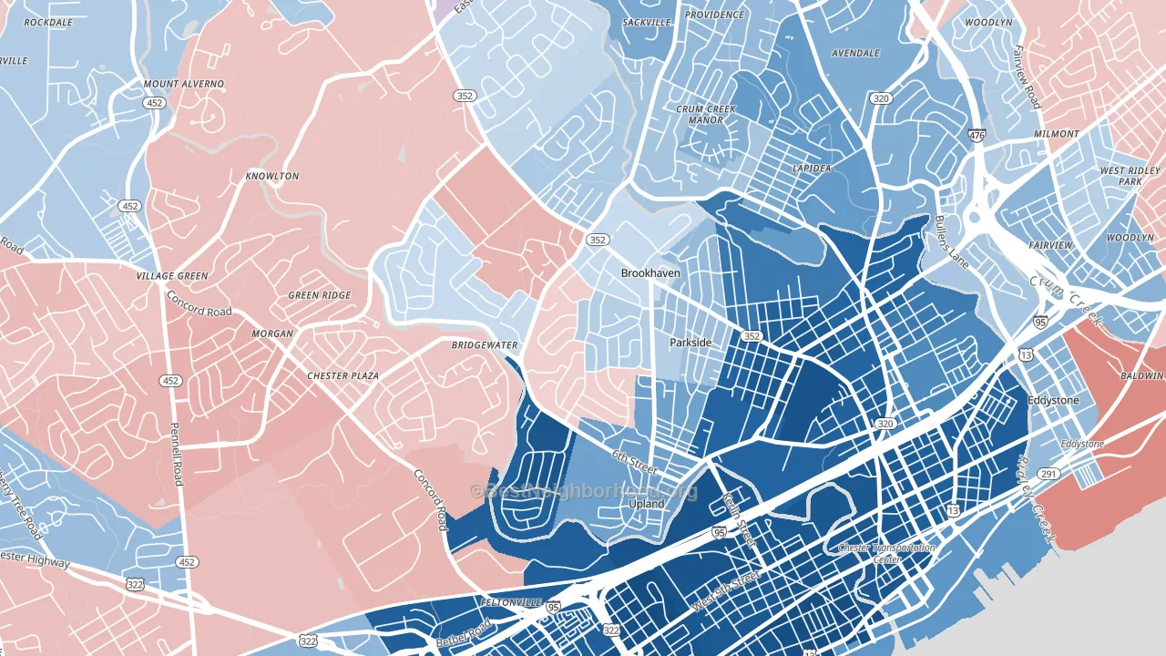 19015, PA block-group political-lean map