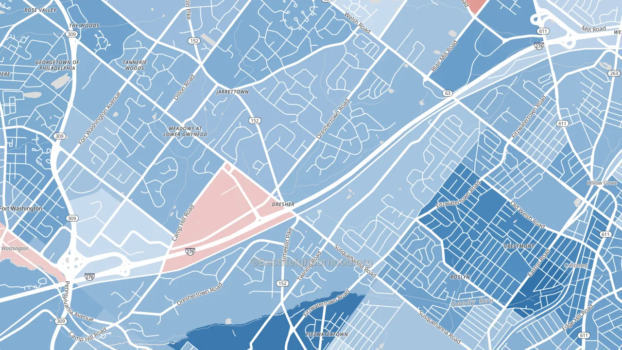 19025, PA block-group political-lean map