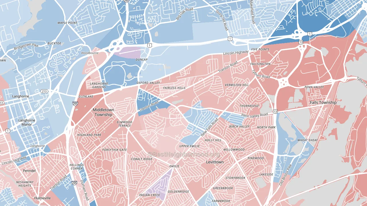 19030, PA block-group political-lean map